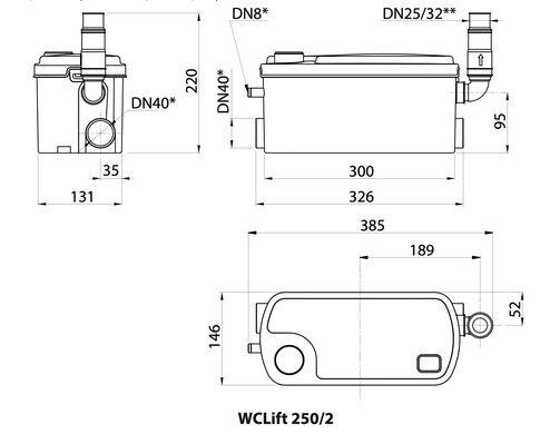 Каналізаційнна установка WCLift250/2 "rudes"