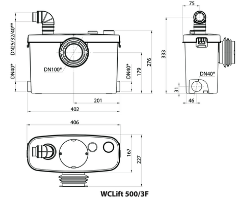 Каналізаційнна установка WCLift500/3F "rudes"