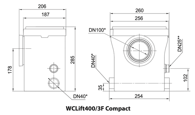 Канализационная установка WCLift400/3F Compact "NPO"